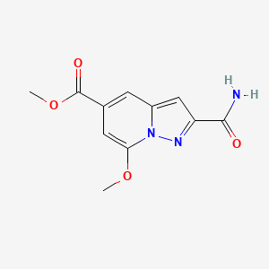 molecular formula C11H11N3O4 B13921766 Methyl 2-carbamoyl-7-methoxypyrazolo[1,5-a]pyridine-5-carboxylate 