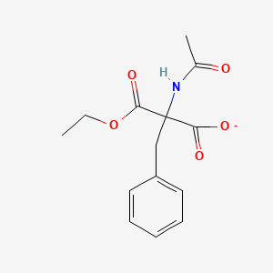 molecular formula C14H16NO5- B13921851 Ethyl N-acetyl-alpha-carboxylatophenylalaninate CAS No. 59223-84-6