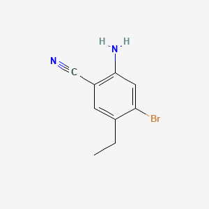 molecular formula C9H9BrN2 B13921932 2-Amino-4-bromo-5-ethylbenzonitrile 