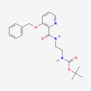 molecular formula C20H25N3O4 B13921970 Carbamic acid, [2-[[[3-(phenylmethoxy)-2-pyridinyl]carbonyl]amino]ethyl]-, 1,1-dimethylethyl ester CAS No. 103878-85-9