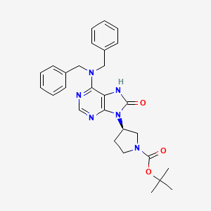 molecular formula C28H32N6O3 B13921990 Tert-butyl (R)-3-(6-(dibenzylamino)-8-oxo-7,8-dihydro-9H-purin-9-YL)pyrrolidine-1-carboxylate 