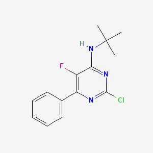 molecular formula C14H15ClFN3 B13922031 Tert-butyl-(2-chloro-5-fluoro-6-phenylpyrimidin-4-yl)amine 