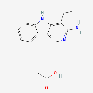 molecular formula C15H17N3O2 B13922037 3-Amino-4-ethyl-5H-pyrido(4,3-b)indole acetate CAS No. 75240-20-9