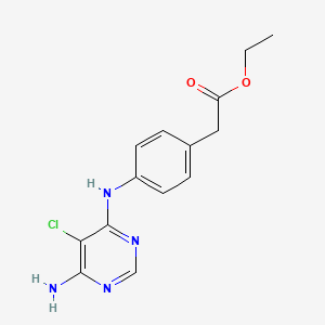 molecular formula C14H15ClN4O2 B13922094 (4-(6-Amino-5-chloro-pyrimidin-4-ylamino)-phenyl)-acetic acid ethyl ester 