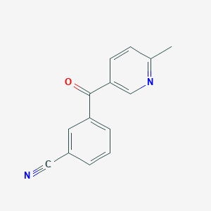 molecular formula C14H10N2O B1392215 5-(3-Cyanobenzoyl)-2-methylpyridine CAS No. 1187170-09-7