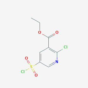 molecular formula C8H7Cl2NO4S B13922220 Ethyl 2-chloro-5-(chlorosulfonyl)nicotinate 