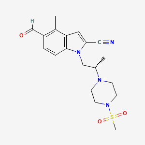 molecular formula C19H24N4O3S B13922411 (S)-5-Formyl-4-methyl-1-(2-(4-(methylsulfonyl)piperazin-1-yl)propyl)-1H-indole-2-carbonitrile 