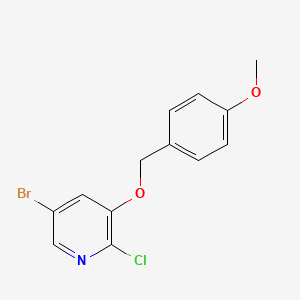 molecular formula C13H11BrClNO2 B13922434 5-Bromo-2-chloro-3-((4-methoxybenzyl)oxy)pyridine 