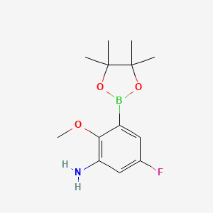 molecular formula C13H19BFNO3 B13922450 5-Fluoro-2-methoxy-3-(4,4,5,5-tetramethyl-1,3,2-dioxaborolan-2-yl)aniline 