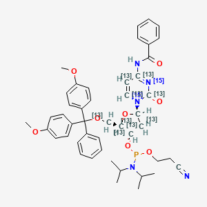 molecular formula C46H52N5O8P B13922591 N-[1-[(2R,4S,5R)-5-[[bis(4-methoxyphenyl)-phenylmethoxy](113C)methyl]-4-[2-cyanoethoxy-[di(propan-2-yl)amino]phosphanyl]oxy(2,3,4,5-13C4)oxolan-2-yl]-2-oxo(2,4,5,6-13C4,1,3-15N2)pyrimidin-4-yl]benzamide 