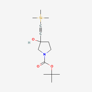 molecular formula C14H25NO3Si B13922649 tert-Butyl 3-hydroxy-3-((trimethylsilyl)ethynyl)pyrrolidine-1-carboxylate 