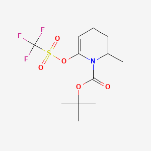 molecular formula C12H18F3NO5S B13922885 tert-Butyl 2-methyl-6-(((trifluoromethyl)sulfonyl)oxy)-3,4-dihydropyridine-1(2H)-carboxylate 