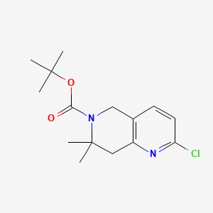 molecular formula C15H21ClN2O2 B13922990 tert-Butyl 2-chloro-7,7-dimethyl-7,8-dihydro-1,6-naphthyridine-6(5H)-carboxylate 