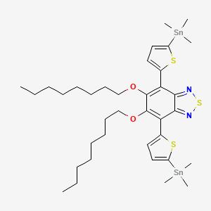 molecular formula C36H56N2O2S3Sn2 B13923043 5,6-Bis(octyloxy)-4,7-bis(5-(trimethylstannyl)thiophen-2-yl)benzo[c][1,2,5]thiadiazole 
