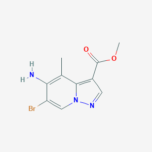 molecular formula C10H10BrN3O2 B13923098 Methyl 5-amino-6-bromo-4-methylpyrazolo[1,5-a]pyridine-3-carboxylate 