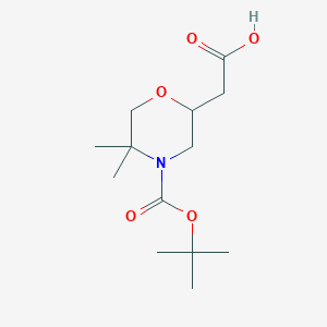molecular formula C13H23NO5 B1392340 2-Carboxymethyl-5,5-dimethyl-morpholine-4-carboxylic acid tert-butyl ester CAS No. 889953-52-0