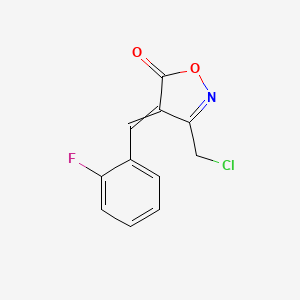 molecular formula C11H7ClFNO2 B1392347 3-(Chloromethyl)-4-[(2-fluorophenyl)methylidene]-1,2-oxazol-5-one CAS No. 1142199-21-0