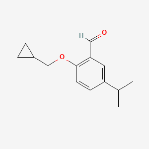 molecular formula C14H18O2 B1392357 2-(Cyclopropylmethoxy)-5-isopropylbenzaldehyde CAS No. 883525-90-4