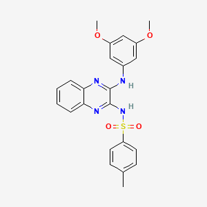 molecular formula C23H22N4O4S B13923754 N-{3-[(3,5-dimethoxyphenyl)amino]quinoxalin-2-yl}-4-methylbenzenesulfonamide 