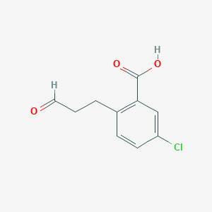 molecular formula C10H9ClO3 B13923867 Benzoic acid, 5-chloro-2-(3-oxopropyl)- 