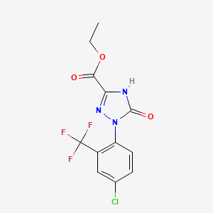 molecular formula C12H9ClF3N3O3 B13924036 Ethyl 1-[4-chloro-2-(trifluoromethyl)phenyl]-2,5-dihydro-5-oxo-1H-1,2,4-triazole-3-carboxylate CAS No. 1000576-73-7