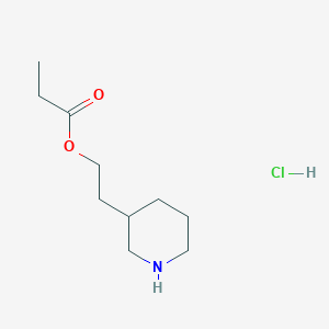 molecular formula C10H20ClNO2 B1392412 2-(3-Piperidinyl)ethyl propanoate hydrochloride CAS No. 1220037-77-3