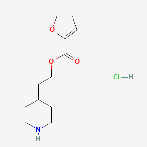 molecular formula C12H18ClNO3 B1392438 2-(4-Piperidinyl)ethyl 2-furoate hydrochloride CAS No. 1220031-55-9