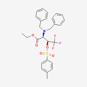 molecular formula C27H28F3NO5S B13924398 Ethyl (2S,3S)-2-(dibenzylamino)-4,4,4-trifluoro-3-(tosyloxy)butanoate 