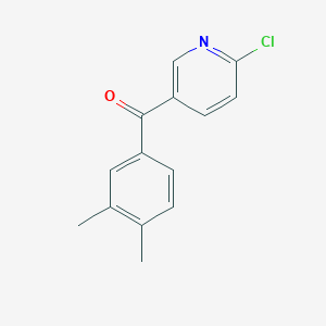 molecular formula C14H12ClNO B1392443 2-Chloro-5-(3,4-dimethylbenzoyl)pyridine CAS No. 1187170-37-1