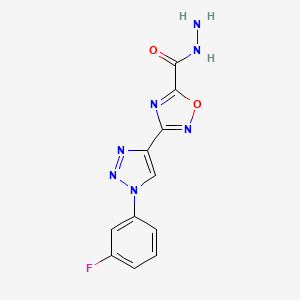 molecular formula C11H8FN7O2 B1392454 3-[1-(3-fluorophenyl)-1H-1,2,3-triazol-4-yl]-1,2,4-oxadiazole-5-carbohydrazide CAS No. 1255783-18-6