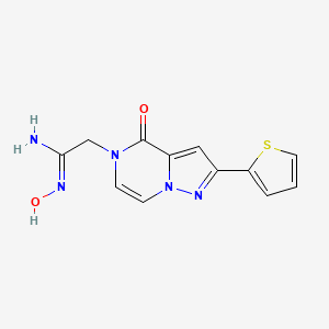 molecular formula C12H11N5O2S B1392455 (1Z)-N'-hydroxy-2-[4-oxo-2-(thiophen-2-yl)pyrazolo[1,5-a]pyrazin-5(4H)-yl]ethanimidamide CAS No. 1255791-12-8