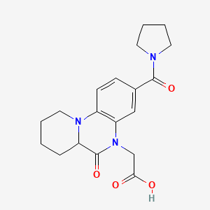 molecular formula C19H23N3O4 B1392463 [6-Oxo-3-(pyrrolidin-1-ylcarbonyl)-6,6a,7,8,9,10-hexahydro-5H-pyrido[1,2-a]quinoxalin-5-yl]acetic acid CAS No. 1219289-06-1