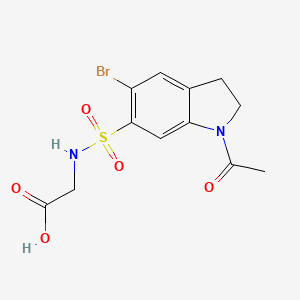 molecular formula C12H13BrN2O5S B1392467 N-[(1-Acetyl-5-bromo-2,3-dihydro-1H-indol-6-yl)sulfonyl]glycine CAS No. 1243063-44-6