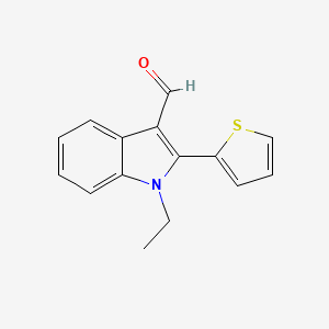 molecular formula C15H13NOS B1392469 1-Ethyl-2-(thiophen-2-yl)-1H-indole-3-carbaldehyde CAS No. 1244855-38-6