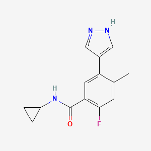 molecular formula C14H14FN3O B13924717 N-Cyclopropyl-2-fluoro-4-methyl-5-(1H-pyrazol-4-yl)benzamide 