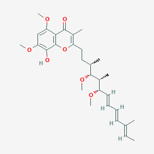 molecular formula C30H42O7 B1392474 2-[(3S,4R,5S,6S,7E,9E,11E)-4,6-Dimethoxy-3,5,11-trimethyltrideca-7,9,11-trien-1-yl]-8-hydroxy-5,7-dimethoxy-3-methyl-4H-1-benzopyran-4-one CAS No. 94234-27-2