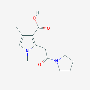 molecular formula C13H18N2O3 B1392477 1,4-Dimethyl-2-(2-oxo-2-pyrrolidin-1-ylethyl)-1H-pyrrole-3-carboxylic acid CAS No. 1185101-95-4