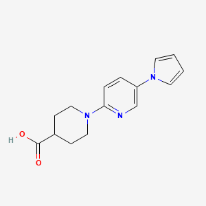 molecular formula C15H17N3O2 B1392485 1-[5-(1H-Pyrrol-1-yl)pyridin-2-yl]piperidine-4-carboxylic acid CAS No. 1243086-85-2