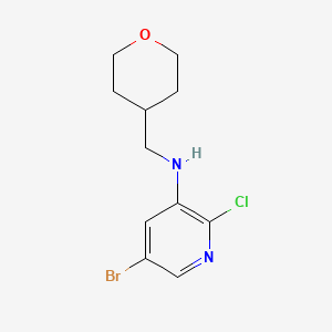 molecular formula C11H14BrClN2O B13924934 5-bromo-2-chloro-N-((tetrahydro-2H-pyran-4-yl)methyl)pyridin-3-amine 