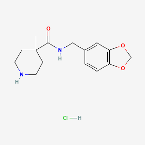 molecular formula C15H21ClN2O3 B1392495 N-(1,3-Benzodioxol-5-ylmethyl)-4-methylpiperidine-4-carboxamide hydrochloride CAS No. 1242967-44-7