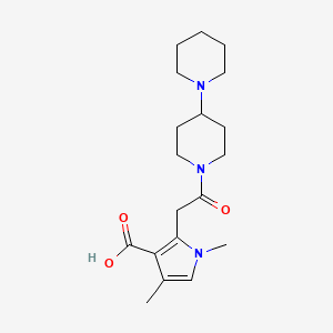molecular formula C19H29N3O3 B1392503 2-[2-(1,4'-Bipiperidin-1'-yl)-2-oxoethyl]-1,4-dimethyl-1H-pyrrole-3-carboxylic acid CAS No. 1215643-39-2