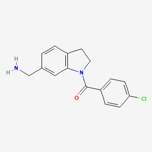 molecular formula C16H15ClN2O B1392507 {[1-(4-Chlorobenzoyl)-2,3-dihydro-1H-indol-6-yl]methyl}amine CAS No. 1242894-40-1