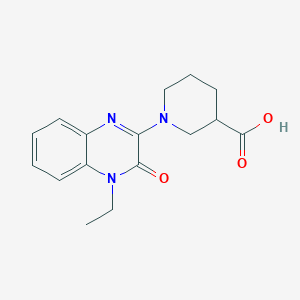 molecular formula C16H19N3O3 B1392509 1-(4-Ethyl-3-oxo-3,4-dihydroquinoxalin-2-yl)piperidine-3-carboxylic acid CAS No. 1242874-77-6