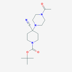 molecular formula C17H28N4O3 B1392515 Tert-butyl 4-(4-acetylpiperazin-1-yl)-4-cyanopiperidine-1-carboxylate CAS No. 1242962-73-7