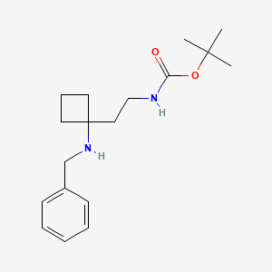 molecular formula C18H28N2O2 B13925370 tert-Butyl (2-(1-(benzylamino)cyclobutyl)ethyl)carbamate CAS No. 1132814-91-5