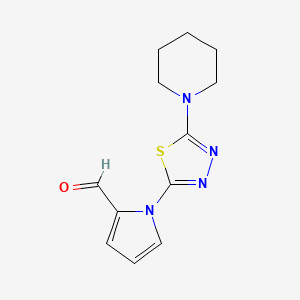 molecular formula C12H14N4OS B1392540 1-(5-Piperidin-1-yl-1,3,4-thiadiazol-2-yl)-1H-pyrrole-2-carbaldehyde CAS No. 1243035-42-8