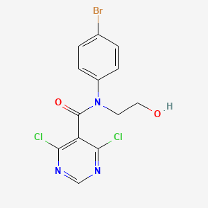 molecular formula C13H10BrCl2N3O2 B13925449 N-(4-bromophenyl)-4,6-dichloro-N-(2-hydroxyethyl)pyrimidine-5-carboxamide 