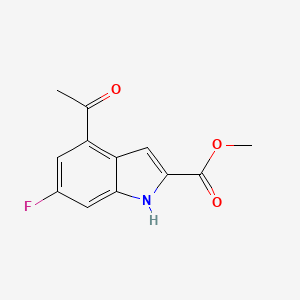 molecular formula C12H10FNO3 B13925478 Methyl 4-acetyl-6-fluoro-1H-indole-2-carboxylate 