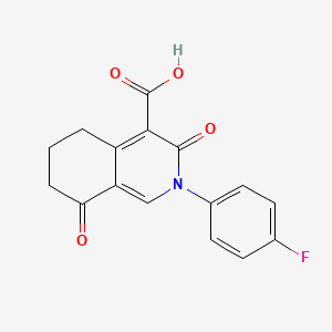 molecular formula C16H12FNO4 B1392548 2-(4-氟苯基)-3,8-二氧代-2,3,5,6,7,8-六氢异喹啉-4-羧酸 CAS No. 1242909-55-2