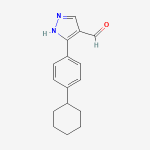 molecular formula C16H18N2O B1392549 3-(4-Cyclohexylphenyl)-1H-pyrazole-4-carbaldehyde CAS No. 1243102-04-6